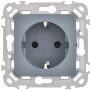 FLITE Розетка с заземлением с защитными шторками безвинтовое крепление 16А РСш11-1-ФлМ маренго IEK