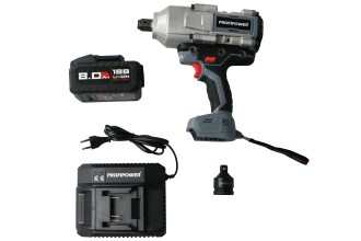 Аккумуляторный гайковерт бесщеточный ударный ProfiPower T-2000N (Li-ion-1шт, 6.0Ач, 2000Нм, адаптер переходника, З/У, в кейсе)
