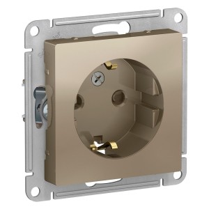 ATLASDESIGN РОЗЕТКА с заземлением со шторками, 16А, механизм, ШАМПАНЬ