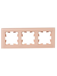 BRITE Рамка 3-местная РУ-3-2-БрП стекло персиковый матовый IEK