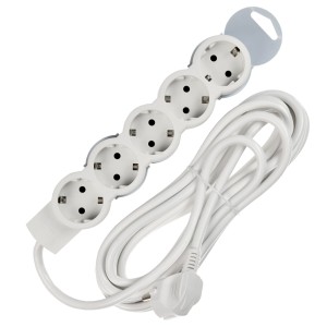 STANDARD Удлинитель У05 5 мест 2P+PE 5м 3х1,5мм2 16А белый IEK