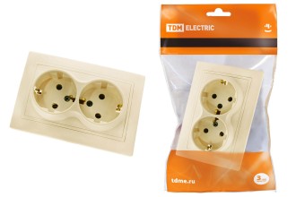 Розетка двойная 2П+З 16А 250В сл. кость "Таймыр" TDM