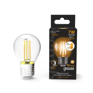 Лампа Gauss Filament Шар 7W 550lm 2700К Е27 LED 1/10/50