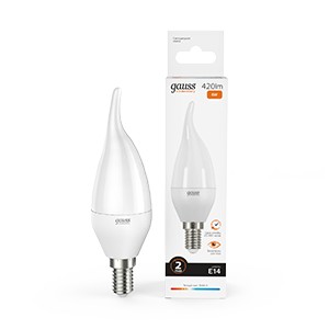 Лампа Gauss Elementary Свеча на ветру 6W 420lm 3000K Е14 LED 1/10/50