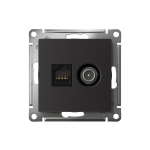 ATLASDESIGN РОЗЕТКА двойная ТВ + компьютерная RJ45 кат. 5e, механизм, КАРБОН