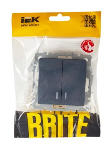 BRITE Выключатель 2-клавишный с индикацией 10А ВС10-2-1-БрМ маренго IEK