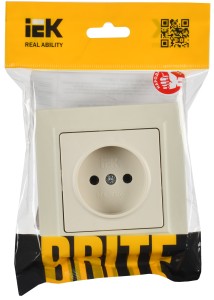 BRITE Розетка 1-местная без заземления без защитных шторок 10А РС10-1-0-БрКр бежевый IEK