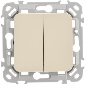FLITE Выключатель 2-клавишный 10А ВС12-1-0-ФлСл сливочный IEK
