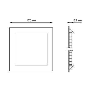 Светильник Gauss Slim квадрат 15W 1100lm 4000K 180-265V IP20 монтаж Ø155*155 170*170*22 LED 1/20