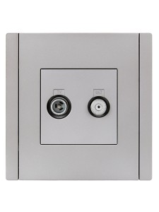 FORTE&PIANO Розетка двойная TV+SAT FP538 сталь IEK