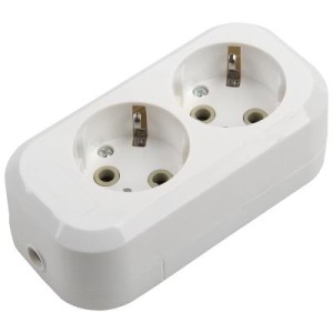 Розеточная колодка GSB-16-2-G-IP20 Easy, 16А, 2 места, с заземлением, без выключателя, IP20.