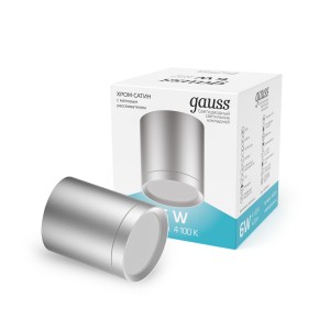Светильник Gauss Overhead накл цил 6W 420lm 4100K 170-240V IP20 68*75мм хром сатин с расс LED 1/30