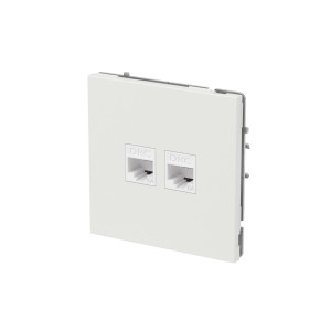 Компьютерная розетка RJ-45 без шторки, кат.6А двойная, KANT, белый песок DKC