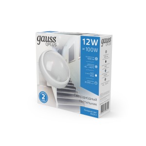 Св-к светодиодный Gauss IP54 D175*76 12W 1000lm 6500K 160-260V Qplus круглый 1/30