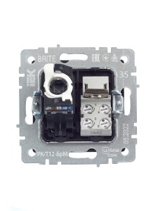 BRITE Розетка двойная RJ11+RJ45 кат.5E РК/Т12-БрМ маренго IEK