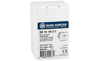 Переключатель BS 16 06 U, 2P, 20A, тип 0-1 (90°), 2NO на 1, 2.5kW(230VAC по АС-23), на дверь, фронт IP40