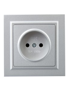 BRITE Розетка 1-местная без заземления без защитных шторок 10А РС10-1-0-БрА алюминий IEK