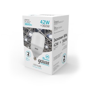 Лампа Gauss Elementary T120 42W 3600lm 4000K E27 LED 1/12