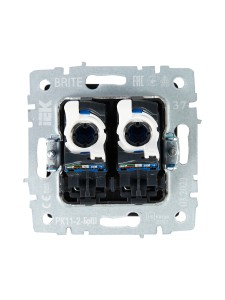 BRITE Розетка компьютерная двойная RJ45 кат.6 РК11-2-БрШ шампань IEK