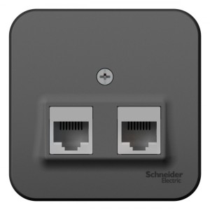 BLANCA О/У РОЗЕТКА двойная компьютерная RJ45, кат.5E, ИЗОЛ.ПЛ., АНТРАЦИТ