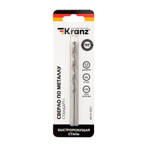 Сверло по металлу 5,5х93х57мм «Стандарт+» (P6M5 M-2) DIN 338, 1 шт. в блистере KRANZ