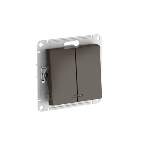 ATLASDESIGN 2-клавишный ВЫКЛЮЧАТЕЛЬ с подсветкой, сх.5а, 10АХ, мех., быстрозажим. клем., МОККО