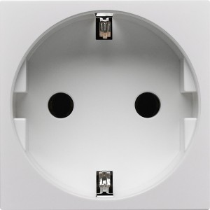 Розетка с заземляющим контактом без защитной шторки и винтовым зажимом (2 модуля) белая