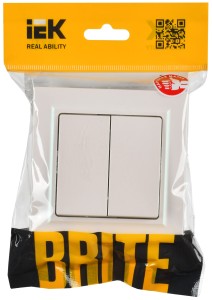 BRITE Выключатель 2-клавишный 10А ВС10-2-0-БрЖ жемчуг IEK