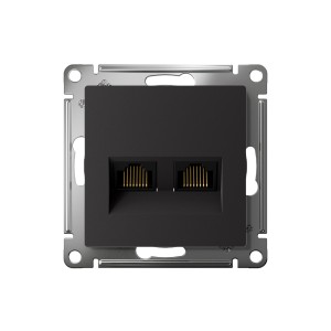 ATLASDESIGN РОЗЕТКА двойная компьютерная RJ45+RJ45 кат. 5e, механизм, КАРБОН