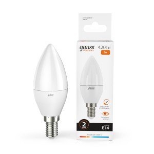 Лампа Gauss Elementary Свеча 6W 420lm 3000K Е14 LED 1/10/100