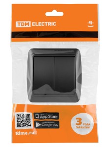 Выключатель 2-кл. открытой установки IP44 10А графит "Селигер" TDM