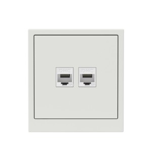Компьютерная розетка RJ-45 без шторки, кат.6А двойная, KANT, белый песок DKC