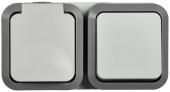 TORS Блок розетка + выключатель горизонтальный 16А IP55 TS242 белый IEK
