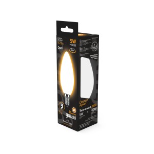 Лампа Gauss Filament Свеча 5W 420lm 2700К Е14 milky LED 1/10/50