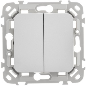 FLITE Выключатель 2-клавишный 10А ВС12-1-0-ФлА алюминий IEK