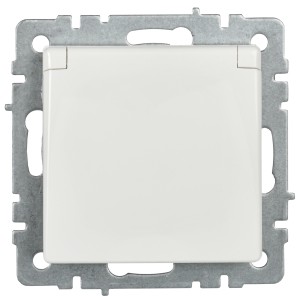 BRITE Розетка 1-местная с заземлением с защитными шторками и крышкой 16А IP20 РСбш10-3-БрБ белый IEK