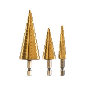 Набор ступенчатых сверл, 4-12,4-20,4-32мм, HSS-TiN, ТИТАН, 3 шт. KRANZ