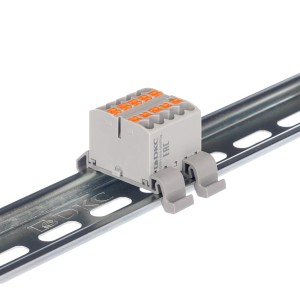 Блок распределительный, зажим push-in, 10 точек подключения 2,5 кв.мм, серый DKC