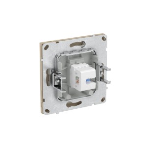Компьютерная розетка RJ-45 без шторки, кат.6А одинарная,KANT, ванильный марципан DKC