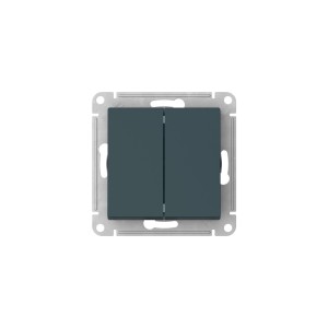 ATLASDESIGN 2-клавишный ПЕРЕКЛЮЧАТЕЛЬ, сх.6+6, 10АХ, мех., быстрозажим. клем., ИЗУМРУД