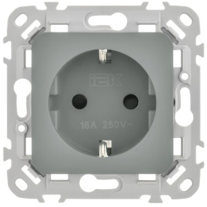 FLITE Розетка с заземлением с защитными шторками безвинтовое крепление 16А РСш11-1-ФлС серый IEK