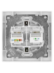 Розетка телефонная RJ11 + компьютерная RJ45 серебр. металлик "Сенеж" TDM