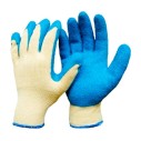 Перчатки желтые из хлопка, с синим рифленым латексным покрытием для защиты от минимальных рисков, Артикул TF-L303 (размер 10,5) Китай