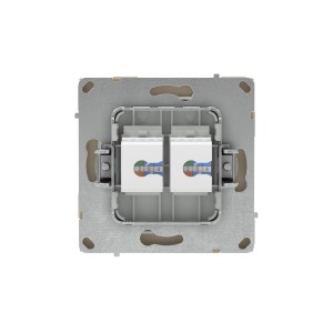 Компьютерная розетка RJ-45 без шторки, кат.5е двойная, KANT, ванильный марципан DKC