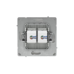 Компьютерная розетка RJ-45 без шторки, кат.6А двойная, KANT, белый песок DKC