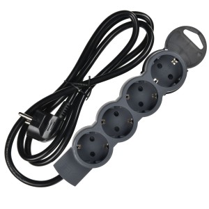 STANDARD Удлинитель У04 4 места 2P+PE 1,5м 3х1,5мм2 16А черный IEK
