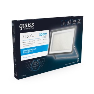 Прожектор Gauss Qplus 300W 31500lm 6500K 175-265V IP65 графитовый LED 1/2