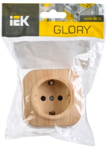 GLORY Розетка 1-местная для открытой установки с заземлением без защитных шторок 16А РС20-3-ХС сосна IEK
