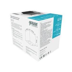 Светильник садово-парковый Gauss Cube настенный архитектурный, 1*GU10, 67*92*80мм, 170-240V / 50Hz, 35W, IP54 (1/36)
