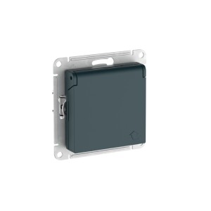 ATLASDESIGN РОЗЕТКА с заземлением со шторками с крышкой,16А,IP20, мех.,быстрозажим. клем., ИЗУМРУД